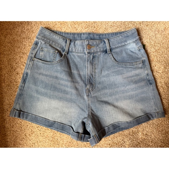 HALARA Pants - Halara Womens High Waisted Light Wash Cuffed Denim Shorts Blue Size Medium